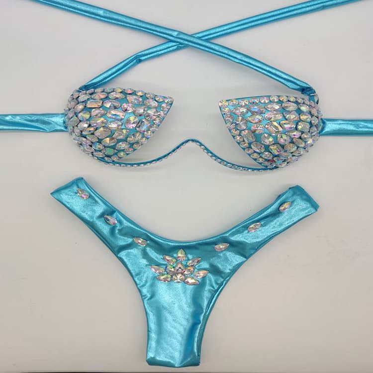2020 New Crystal Diamond Female Swimsuit Sexy Split Swimsuit