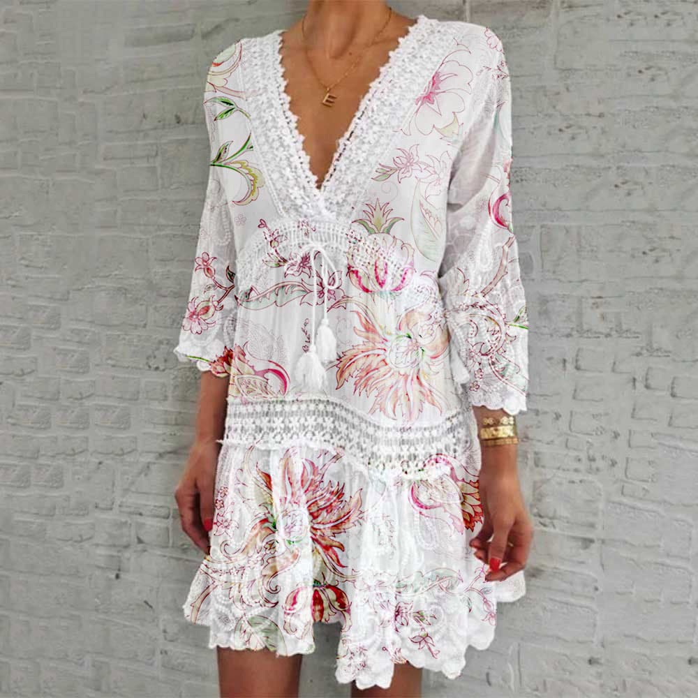 S-4XL Lace V Neck Cover Ups Wholesale Thin Bikini Cover Ups Custom logo Printed Skirts Factory Directly