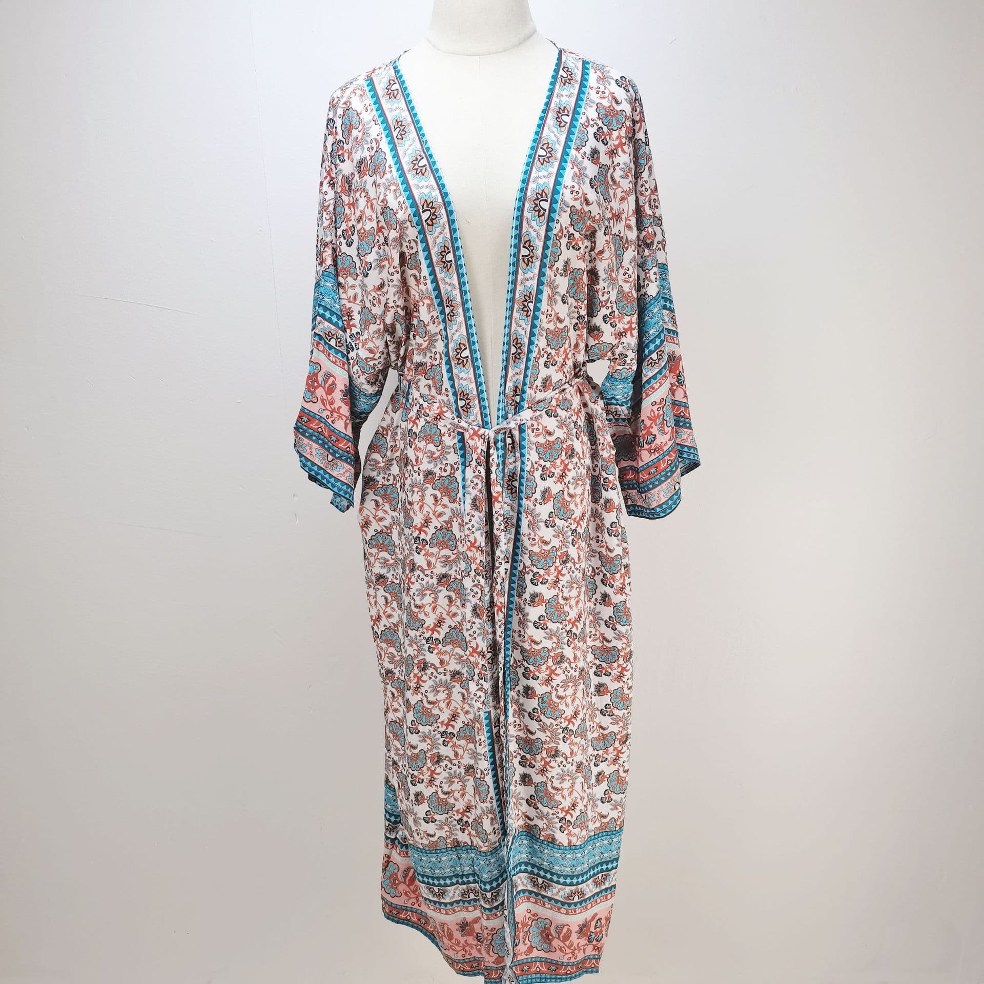 Loose Plus Size Waist Rayon Shirt Wholesale Sun protection Cardigan Long Dress Bikini Beach Cover up Manufacturer