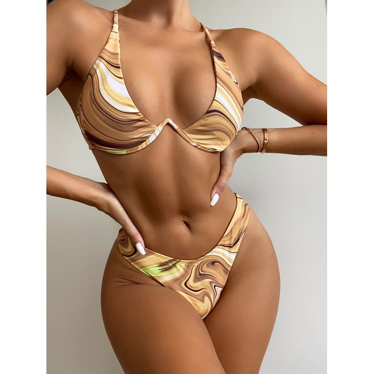 New Arrival Underwire Bathing Suit Push up Bikini Beachwear Sexy Double Faced Women Girls Swimwear