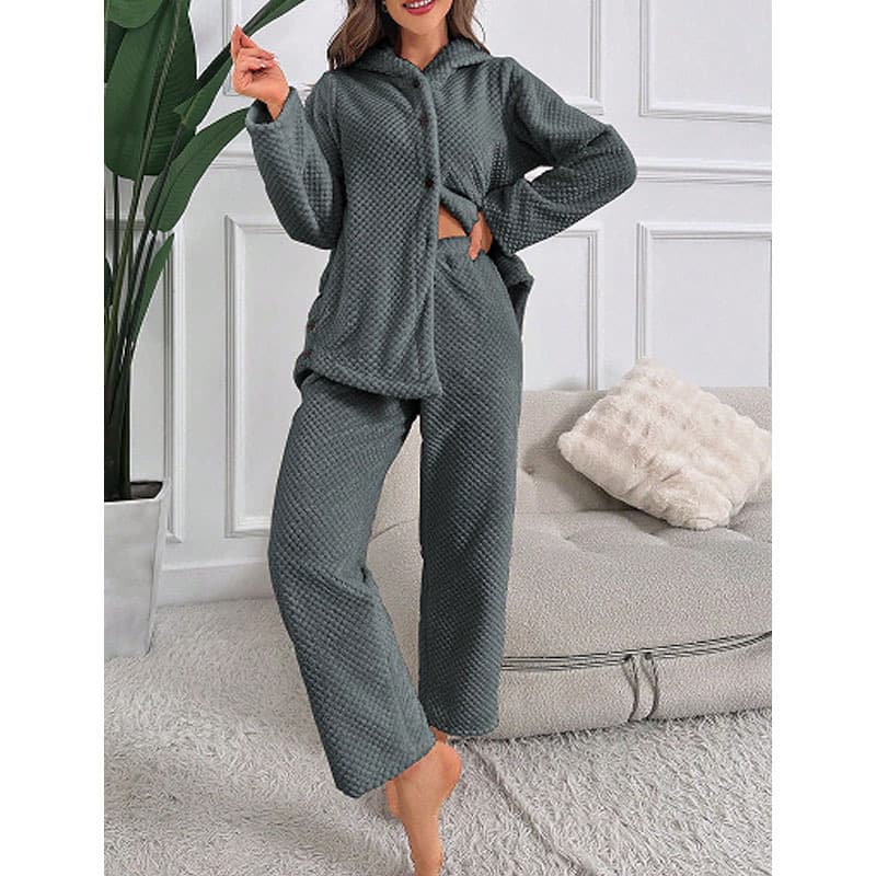 Wholesale Hooded Pajama Sets Winter Warm Pajamas Manufacturer Thick Trousers Factory Directly