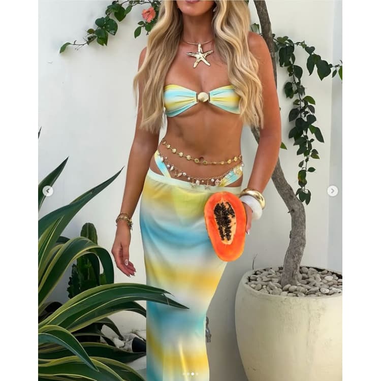 Wholesale Beachwear Bikini Sexy High Cut Swimsuit Sexy Hot Spring Vacation Beach Skirt Bikini Set