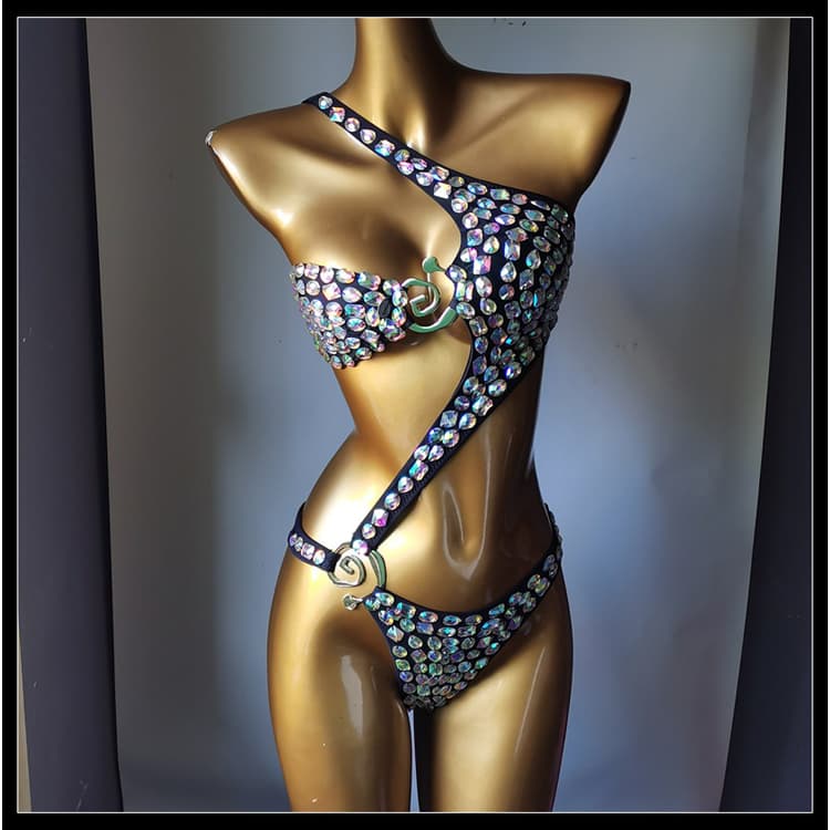 New Solid Color One Piece Bikini High End Diamond Bikini Swimwear Manufacturer Bikini Wholesale