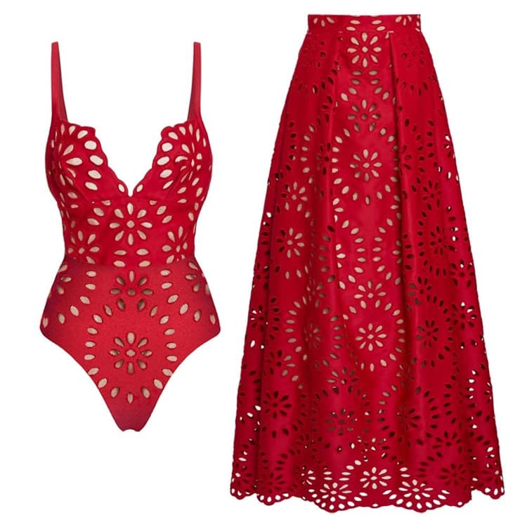 Hot Solid Color Sexy Swimsuit Skirt Swimsuit Set Fashion Girls Bikini Set