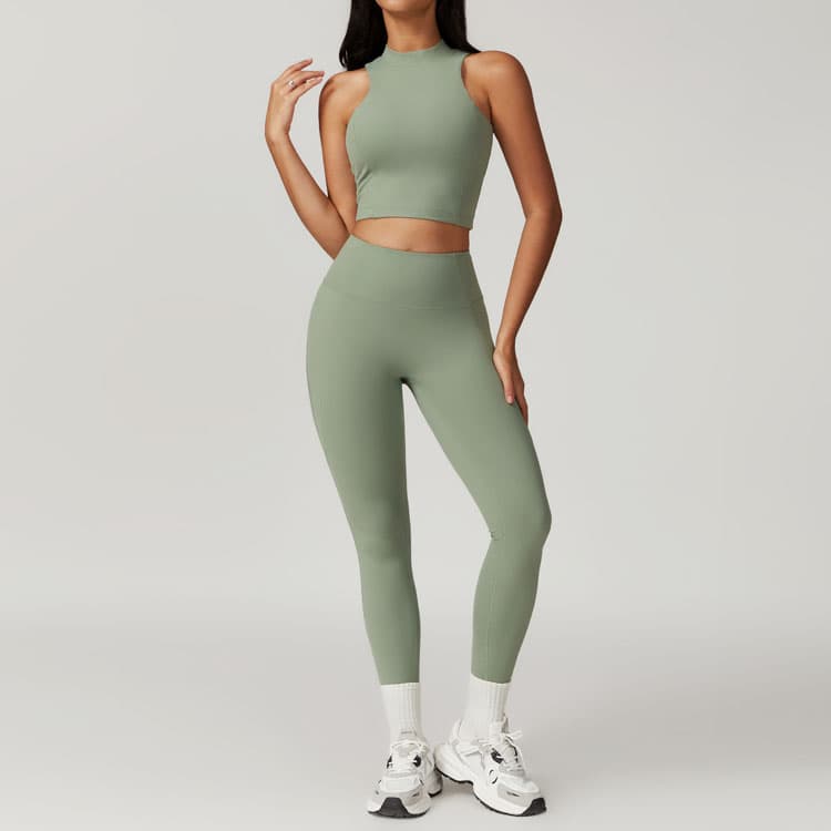 Classic Sleeveless Solid Color Quick Drying Seamless Tight Yoga Sets High Elastic Hip Lifting Yoga Leggings