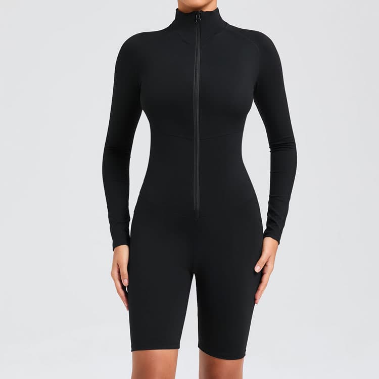 Popular Tummy Tuck Zipper Long Sleeve Jumpsuit Dance Fitness Sports Jumpsuit Women Yoga One Piece Bodysuit