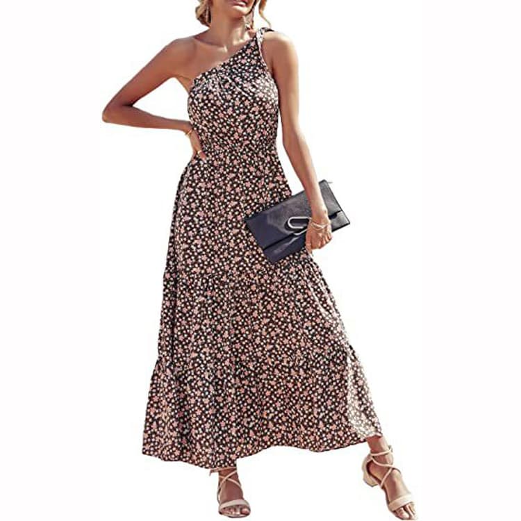 2023 Hot Selling Strapless Dress Printed Sleeveless Dress With Bow