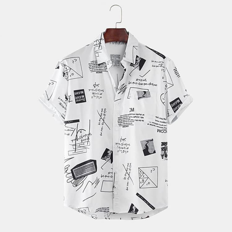 2023 Hot Sale Men's Hawaiian Beach Loose Fashion Printed Short Sleeved  Shirts