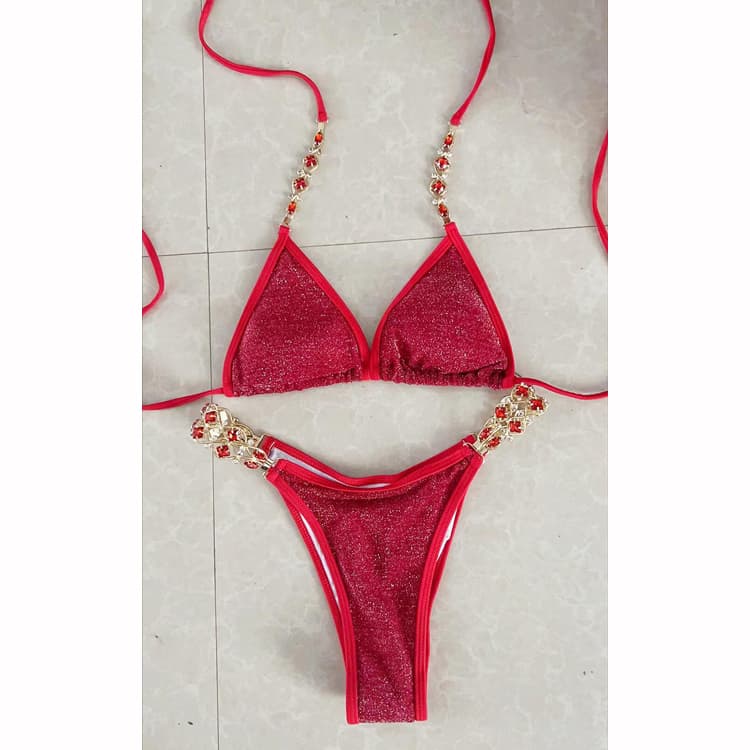Hot Selling Beach Resort Bikini Crystal Diamond Women's Split Swimwear Manufacturer's Spot Swimwear