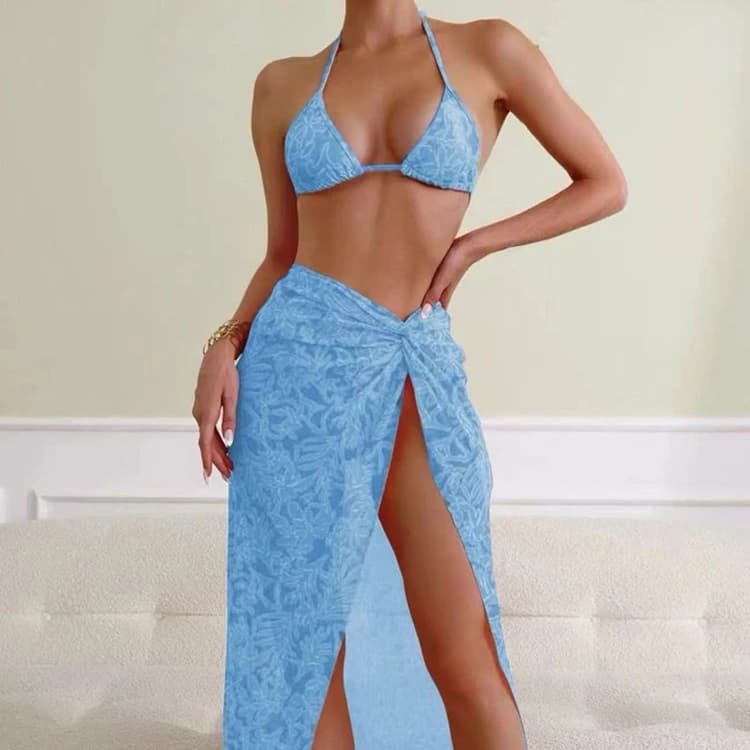 Factory Wholesale Hot Girl Floral Sexy Style Split Bikini Three Piece Swimsuit for Women