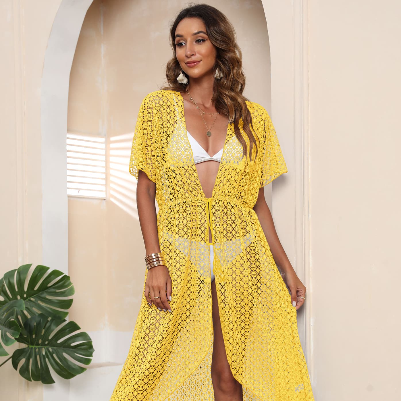 New Arrivals Beach Holiday Irregularly Strappy Sexy Lace Shirts Cover Ups