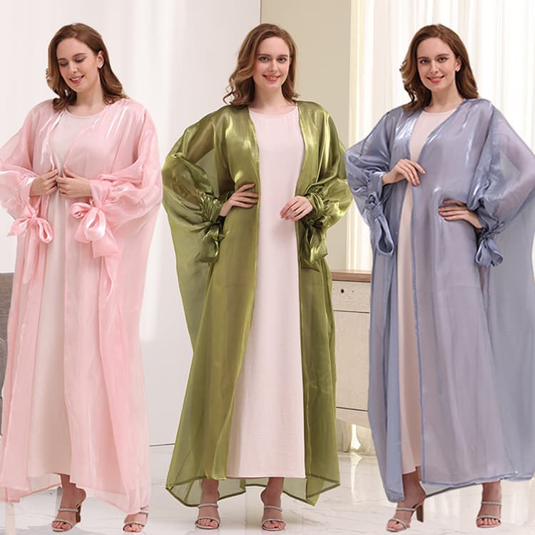 2023 Summer Puff Sleeve Cardigan Cover Ups Dubai Sweet Elegant Long Dress