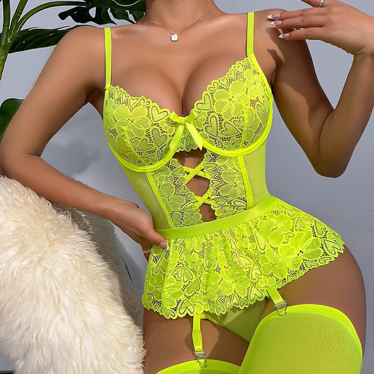 New Bodyshape love Lace Backless See Through Sexy Lingerie Jumpsuit Women