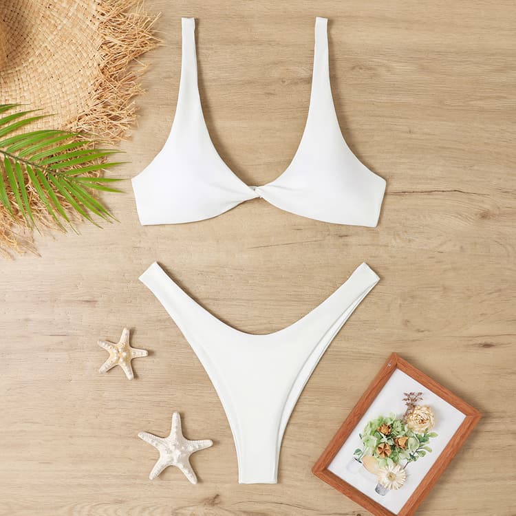 Simple Style Candy Color Thong Swimming Costume Two Piece Swim Suits Sexy Micro Bikini