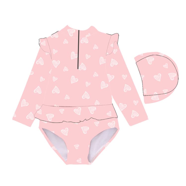 Super Cute Baby Swimsuit Long Sleeve Baby Girl Swimwear One Piece Toddler Girls Beachwear Beach Suit
