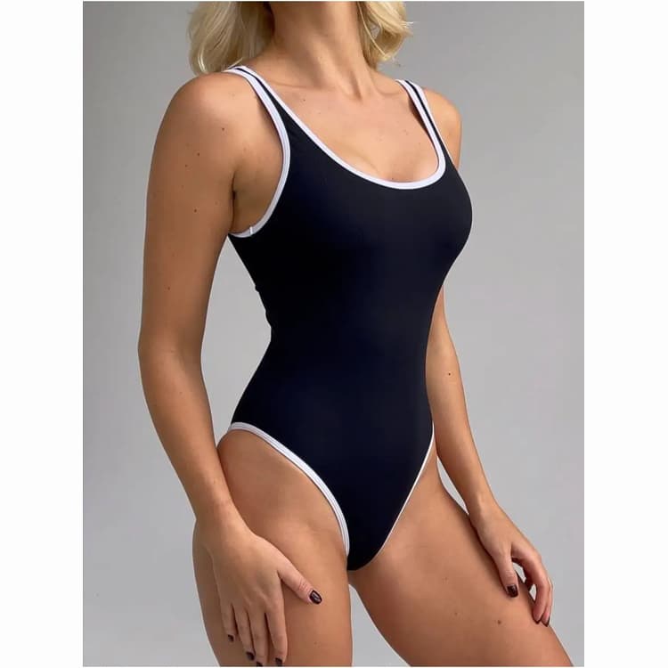 Bikini Slim Red Basic Plain Swimwear Recycled Sexy 2024 New Style One Piece Bathing Suit