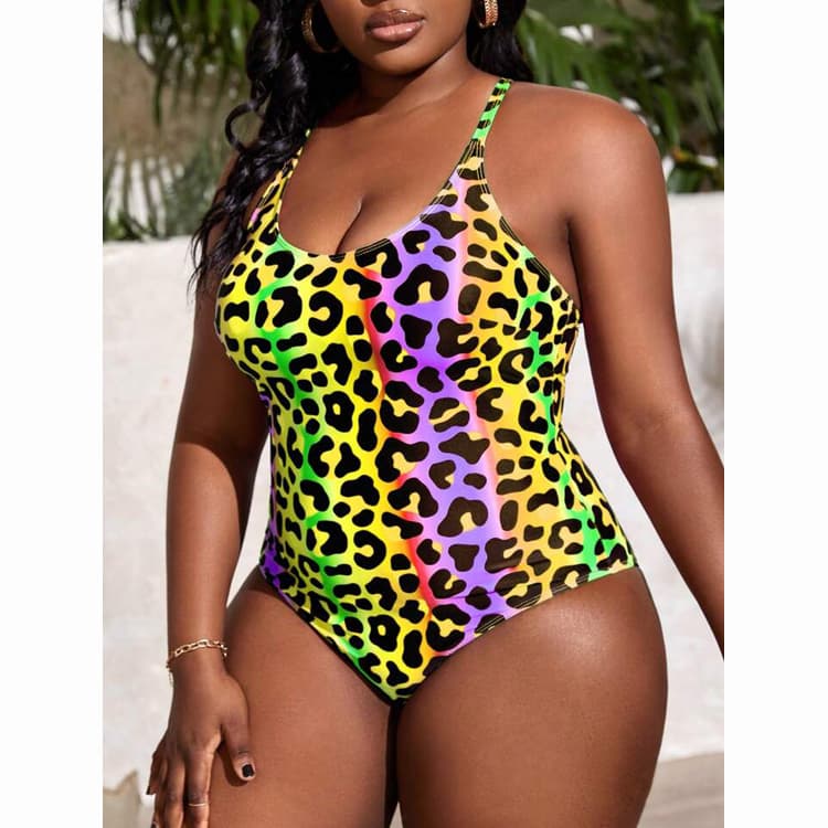 Hot Leopard Print Model One Piece Swimwear Big Size Sexy Luxury Bathing Suit 2024 New Bikini