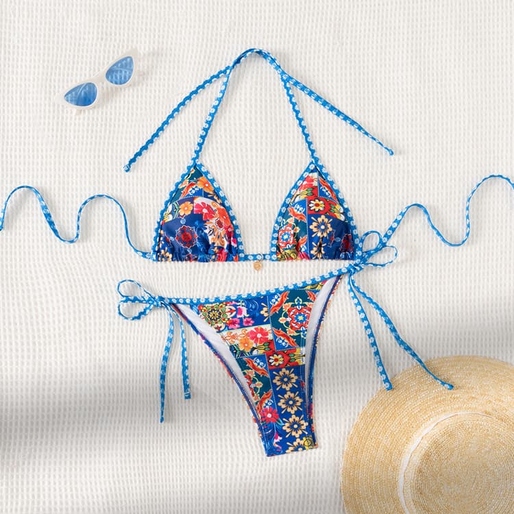Elegant Exquisite Vintage 2024 Pomisci 2 Piece Bikini Sexy Ethnic Beach Holiday Swimwear for Women
