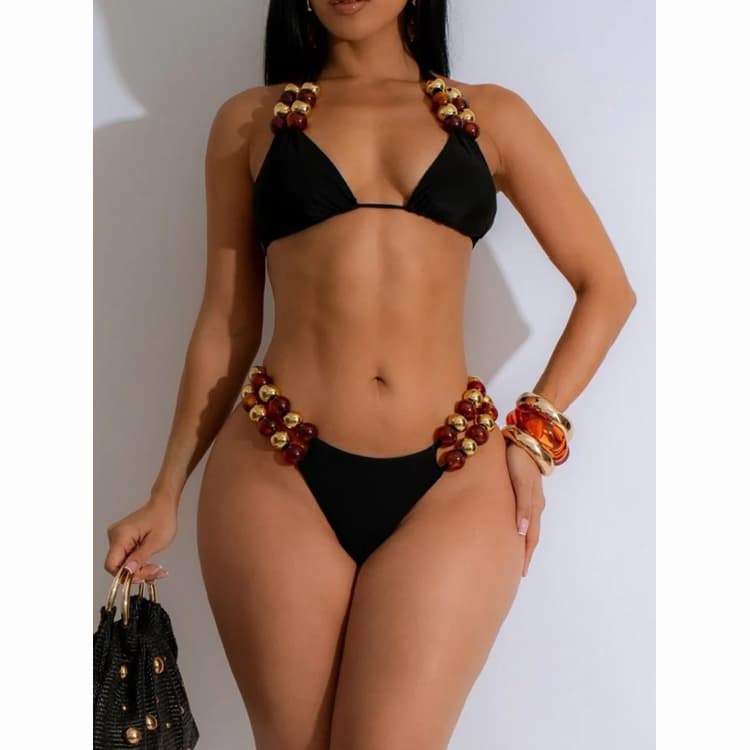 Multi Color 2025 New Swimsuit Beads Straps Accessories Bikini Ladies INS Sexy Beach Suit