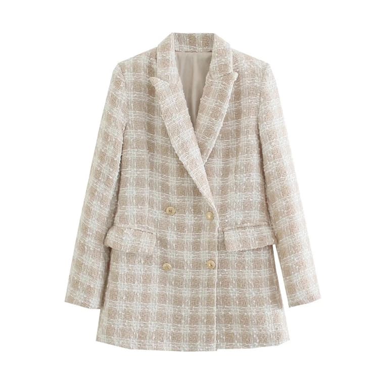 Autumn New Style Solid Texture Outwear Double Row Buttons Casual Suit Coat for Women