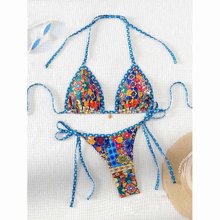 Sexy Little Fresh Bohemian Ethnic Bikini Two Piece Set Hot Explosion Explosive Summer Beach Swimwear