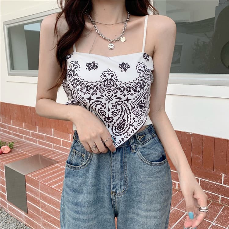 Silk Scarf Retro Camisole Vest 2024 Summer Spice Girls Triangle Scarf Bust Sexy Bikini
