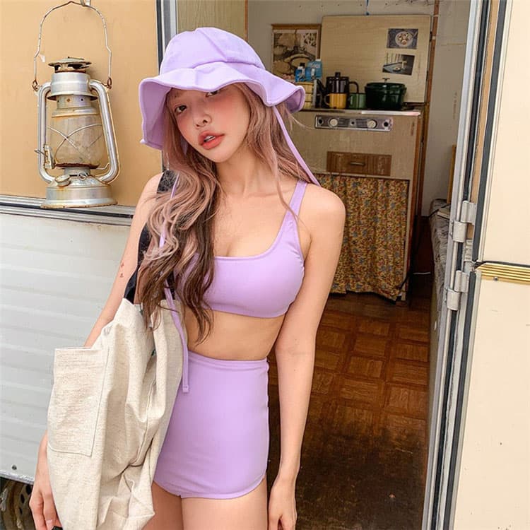 New Swimsuits for Women 3 Piece Swimsuit High Waist Bikini With Bucket Hat