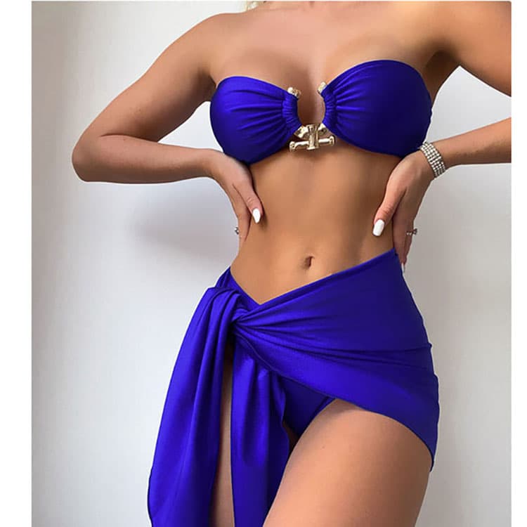 Summer Beach 2022 Swimsuit Set Sexy Bathing Suit Three Piece Bikini Strapless for Women
