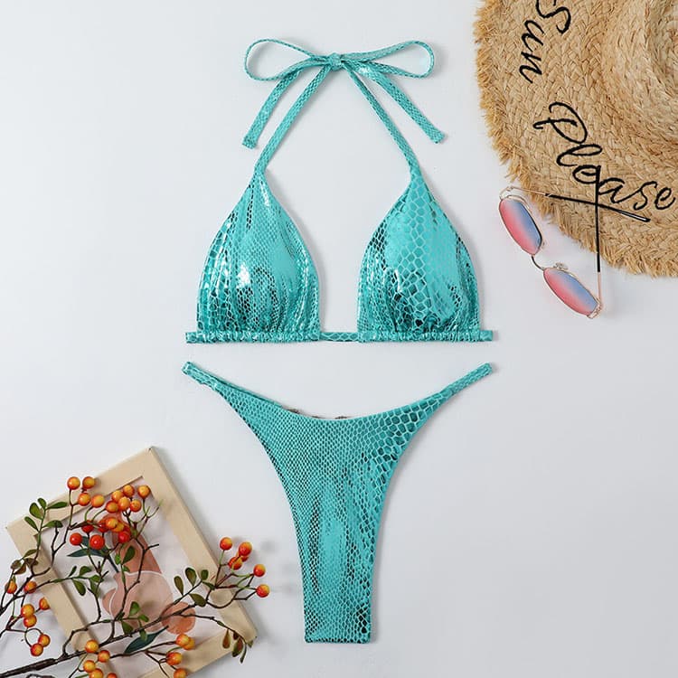 2023 Blue Special Fabric Micro Bikinis Sexy Lady Swimwear Diamond Matching Shinny Bikini