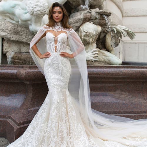 French Style Women Wedding Dress 2026 New Style Elegant Long Sleeve Dress with Short Train High End Wedding Dress Wholesale