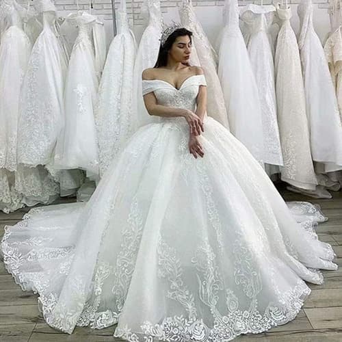 New 2026 Women Wedding Dresses Deep v Neck Women Evening Gown Lace Embroidery Wedding Dress