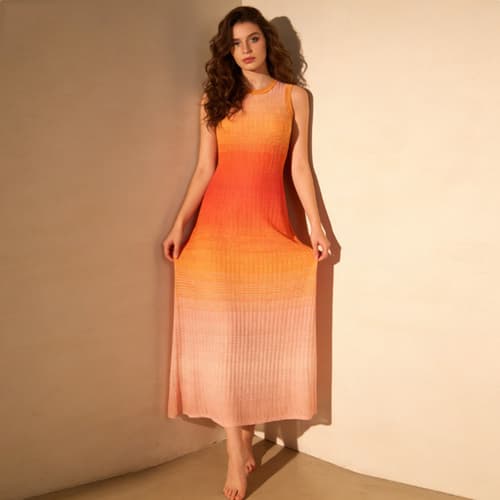 Wenshuo Retro Mesh Casual Dress Wholesale Breathable Beach Dress Custom logo Stylish Dress Set Factory Direct