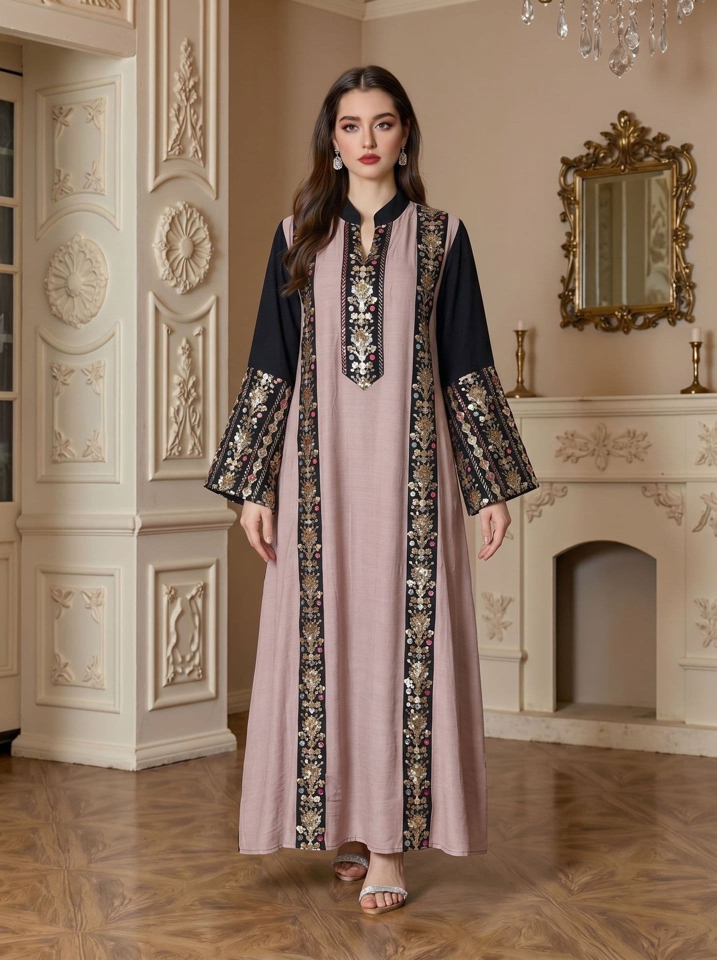 Cross-border Hot Spot Embroidered Robes Foreign Trade Malaysian Dress Robe Party Women Swing Dress