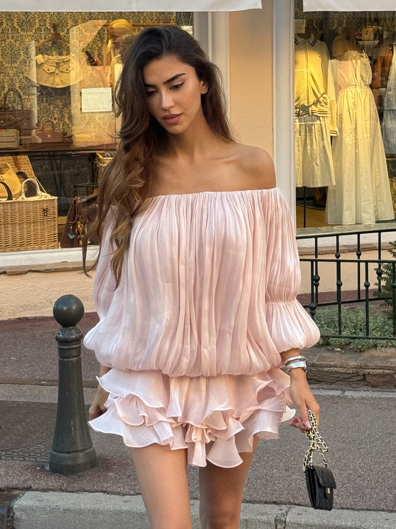 European And American Sweet Girly Style Design One-shoulder Cake Skirt Cross-border New Slim Fit Off-shoulder Sexy Short Skirt