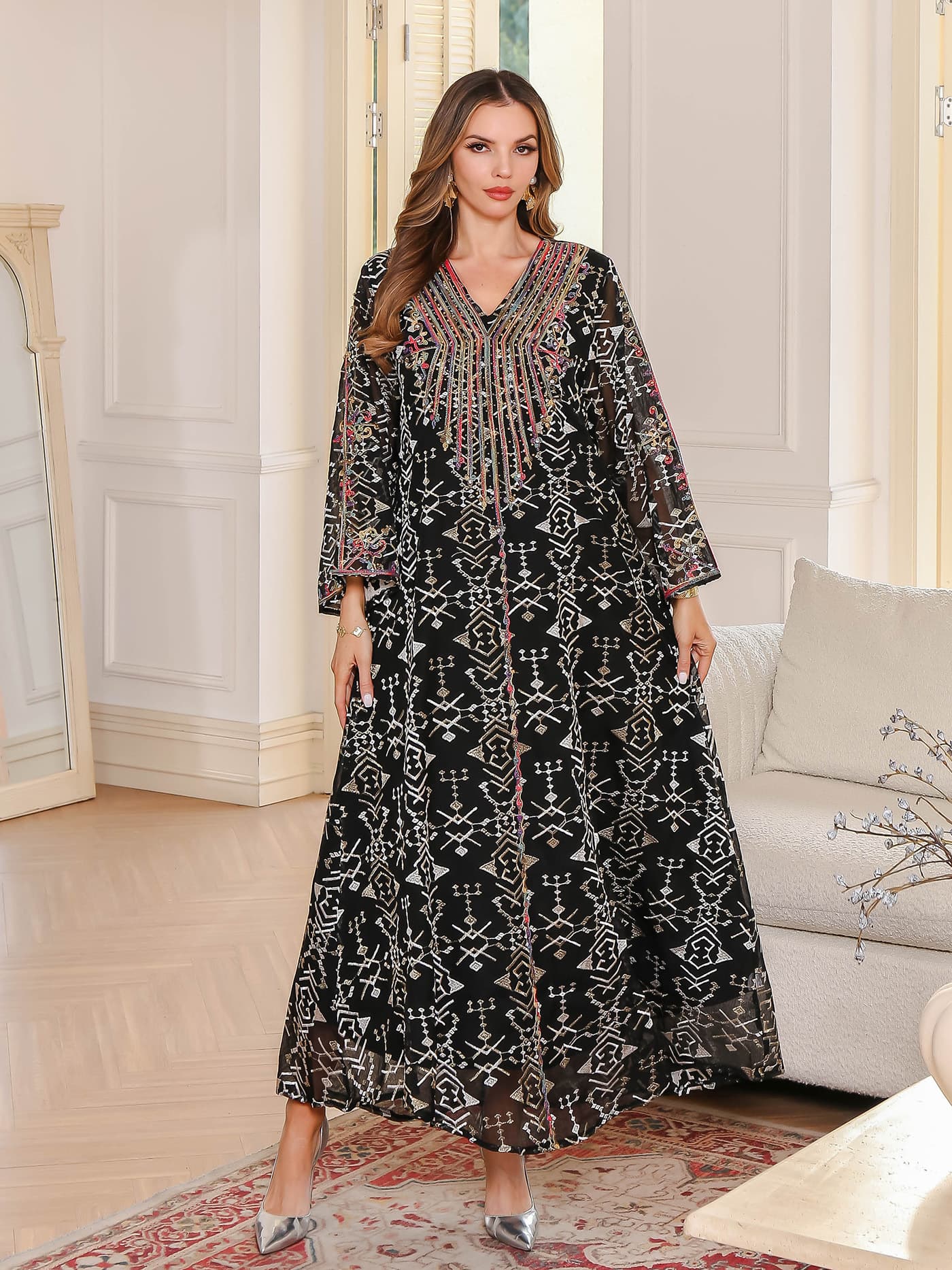 Spot New 2026 Women's Dress Foreign Trade Dress Women's Dress Rope Embroidered Long Skirt Embroidered Sweater Skirt