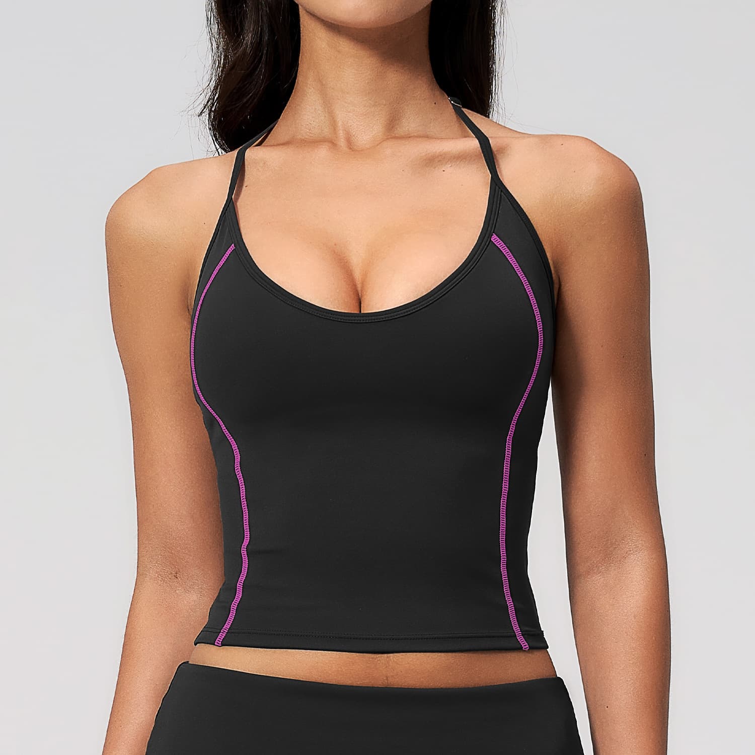 New Sport Underwear Contrast Vest Hanging Neck Fashion Tight Yoga Sport Fitness Vest Top 4533
