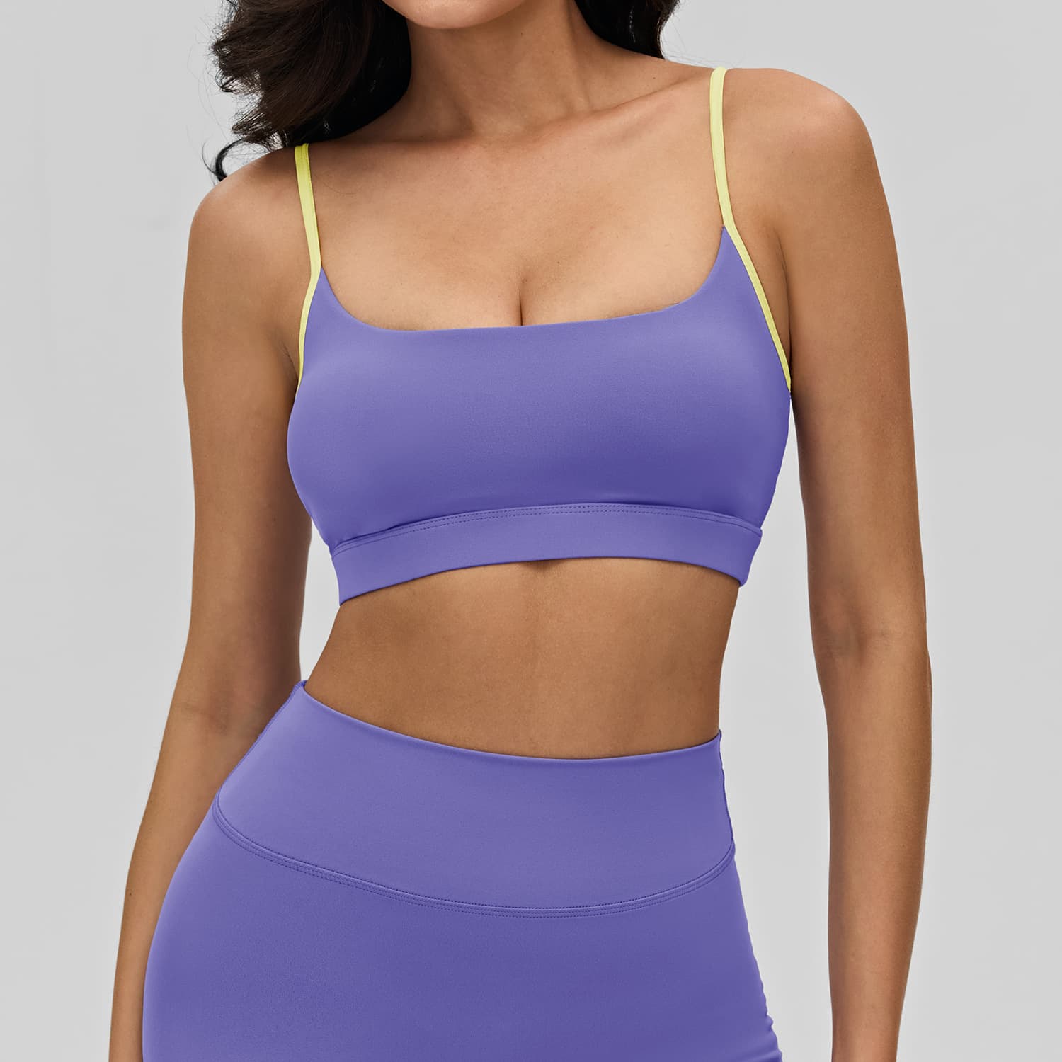 Cross-border Party Collar Yoga Underwear Women With Chest Pads Contrasting Thin Shoulder Strap Sports Bra Running Training Outer Wear Fitness Clothes