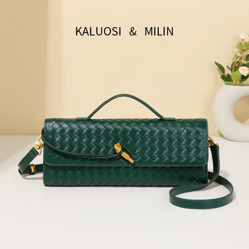 Foreign Trade Oem Processing Women's Handbag Soft Leather Gold Buckle Handbag Messenger Dinner Bag Organ Bag Horizontal Wallet