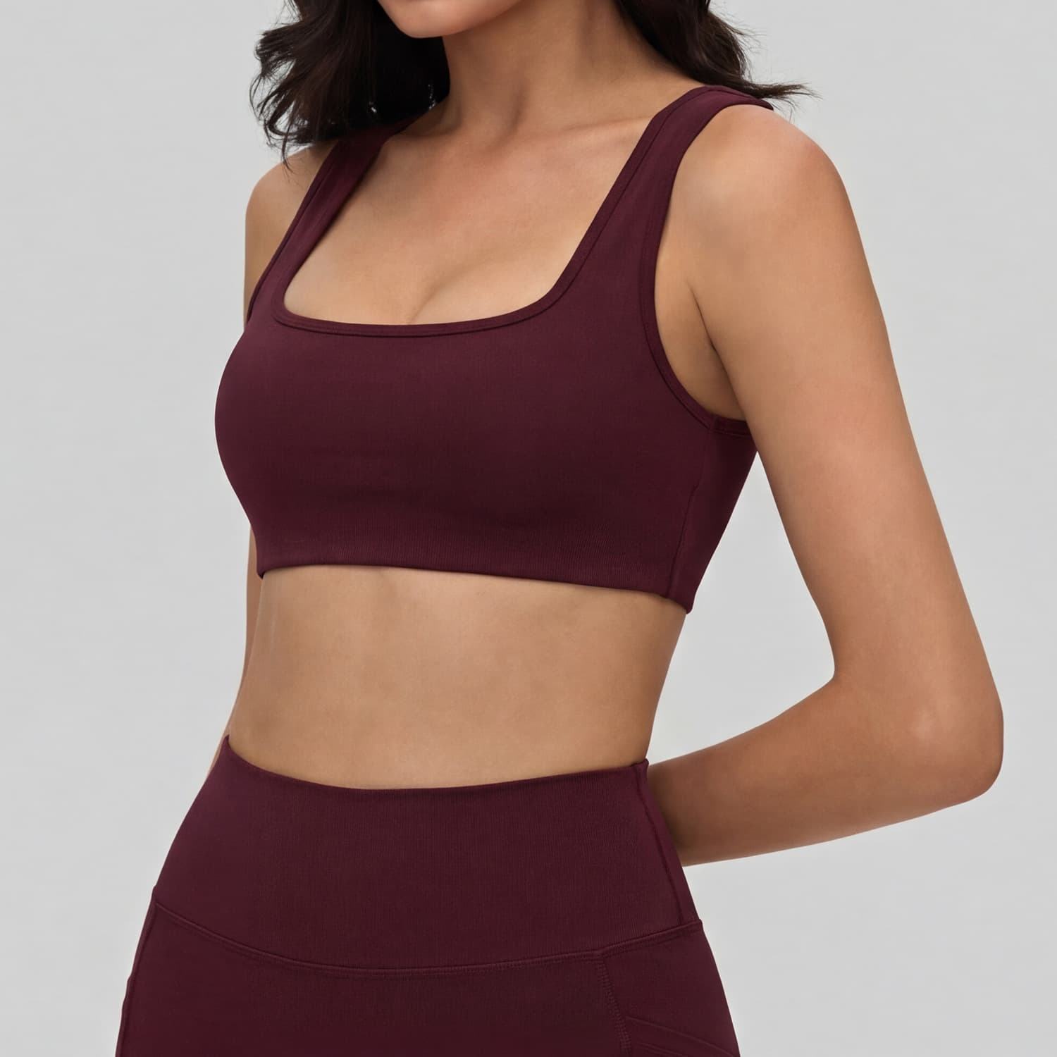 Cross-border Wide Shoulder Strap Rectangular Collar Sports Vest Women Detachable Chest Pad Nude Outer Wear Pilates Fitness Vest Top