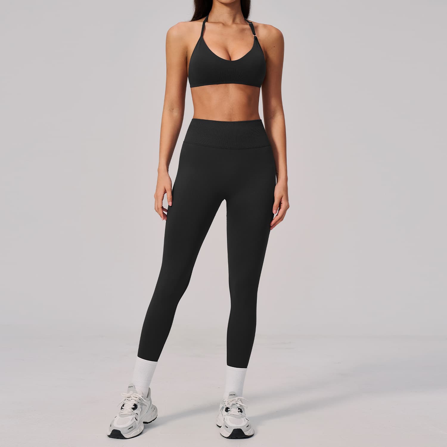 Summer Seamless Yoga Set Women's Neck Hanging Slim Back Exercise Fast Dryer Running Yoga Clothes 2557