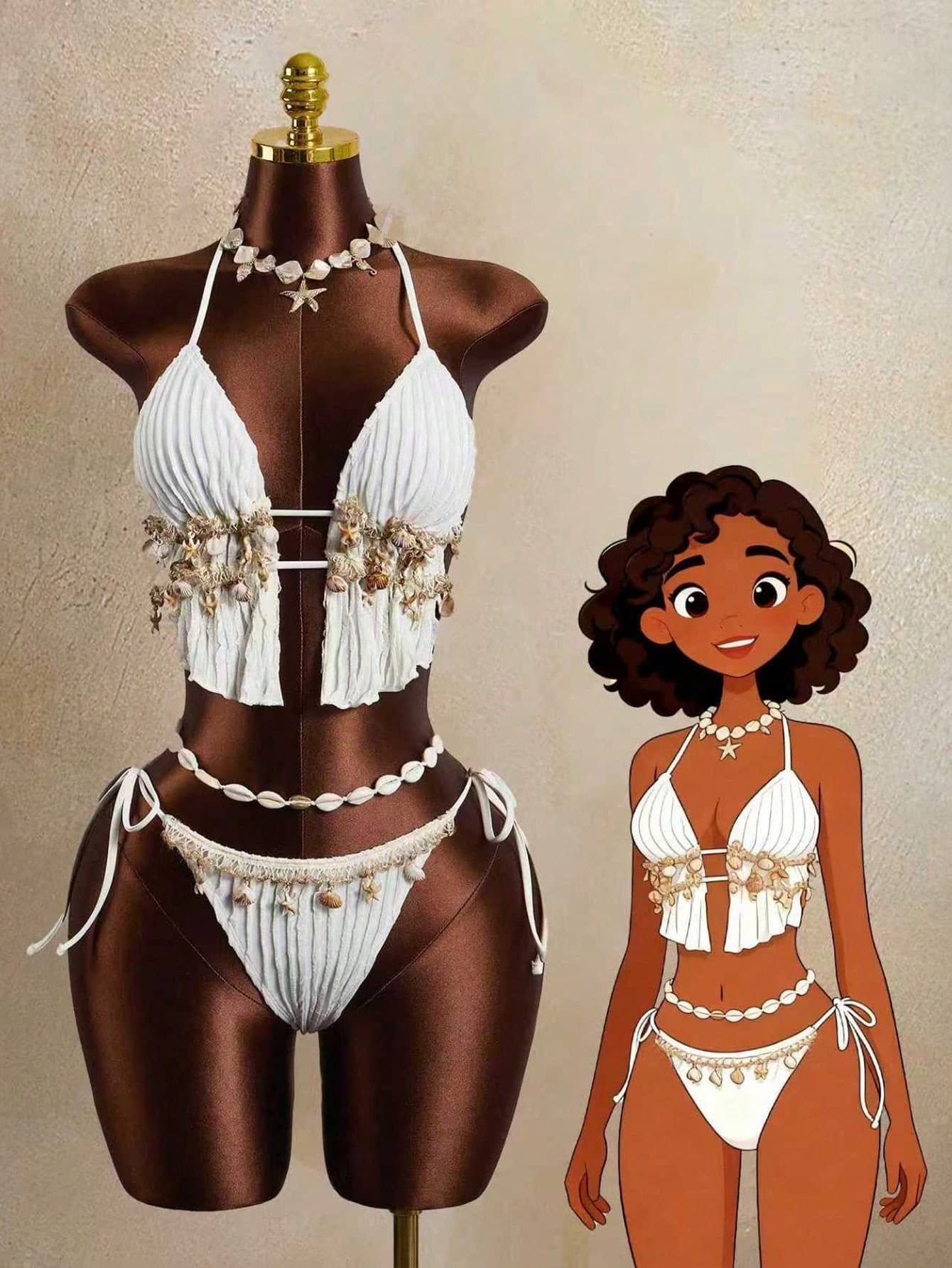 European And American New Foreign Trade Ins Slim Sexy Three-dimensional Suspender Strappy Resort Bikini Swimsuit Suit Women