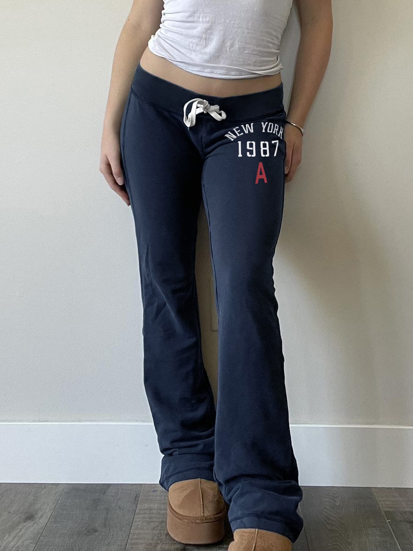 New Low-waist Lace-up Color-blocked Printed Trousers, American Fashionable Hot Girl Personality, Trendy, Comfortable And Versatile Casual Pants