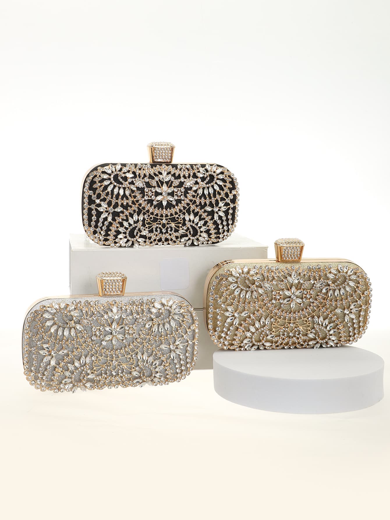 Cross-border Alloy Evening Gown Banquet Handbag Diamond-set Bag Premium Lady Texture Portable Dinner Bag