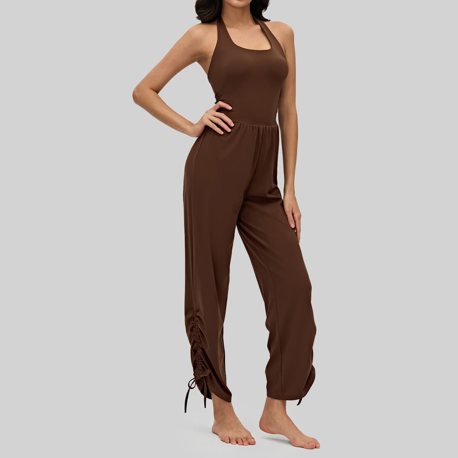 Cross-border Nudity Yoga Jumpsuit Women Neck Strap Backpack Sports Tights Casual Running Outer Wear Gym Clothes
