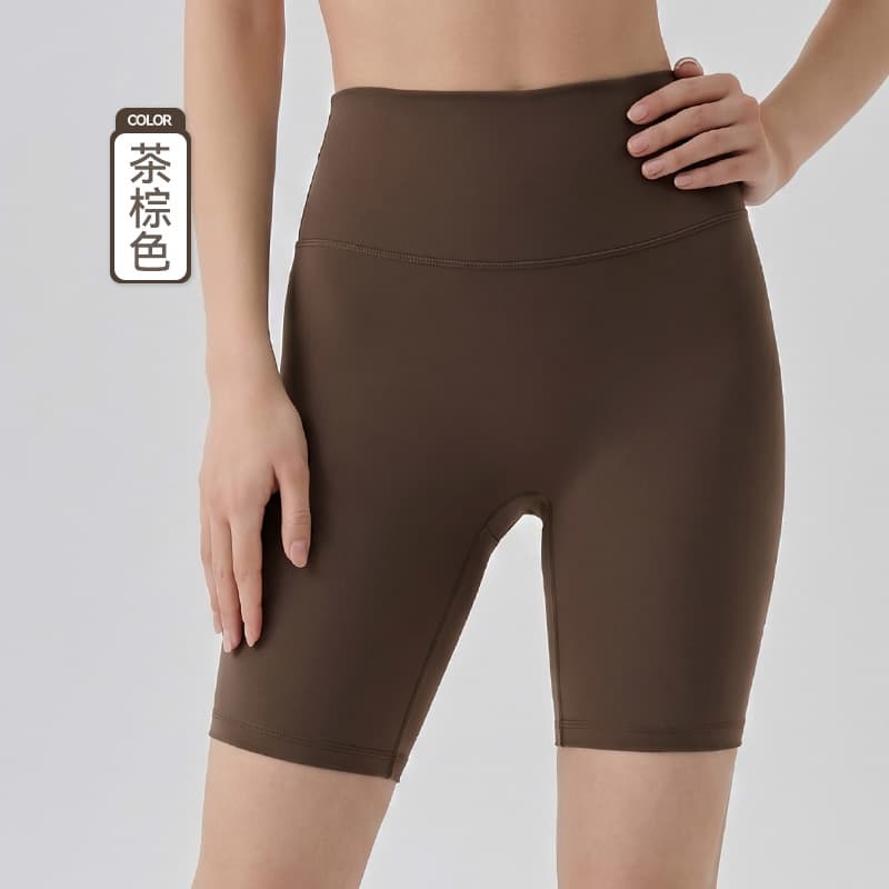 Nude Yoga Shorts 5 Point High Waist Containment Tight Pants Peach Hip European And American Hip Waistless Side Seam Cycling Quintuple Pants