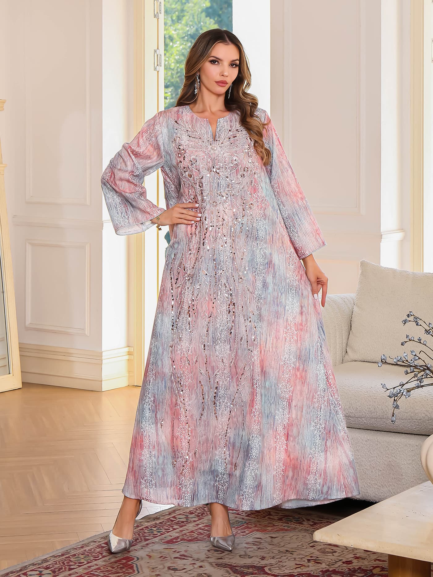 Spot Embroidered Hot Diamond Long Summer Thin Breathable Long Dress Banquet Party Light Luxury Women's Dress