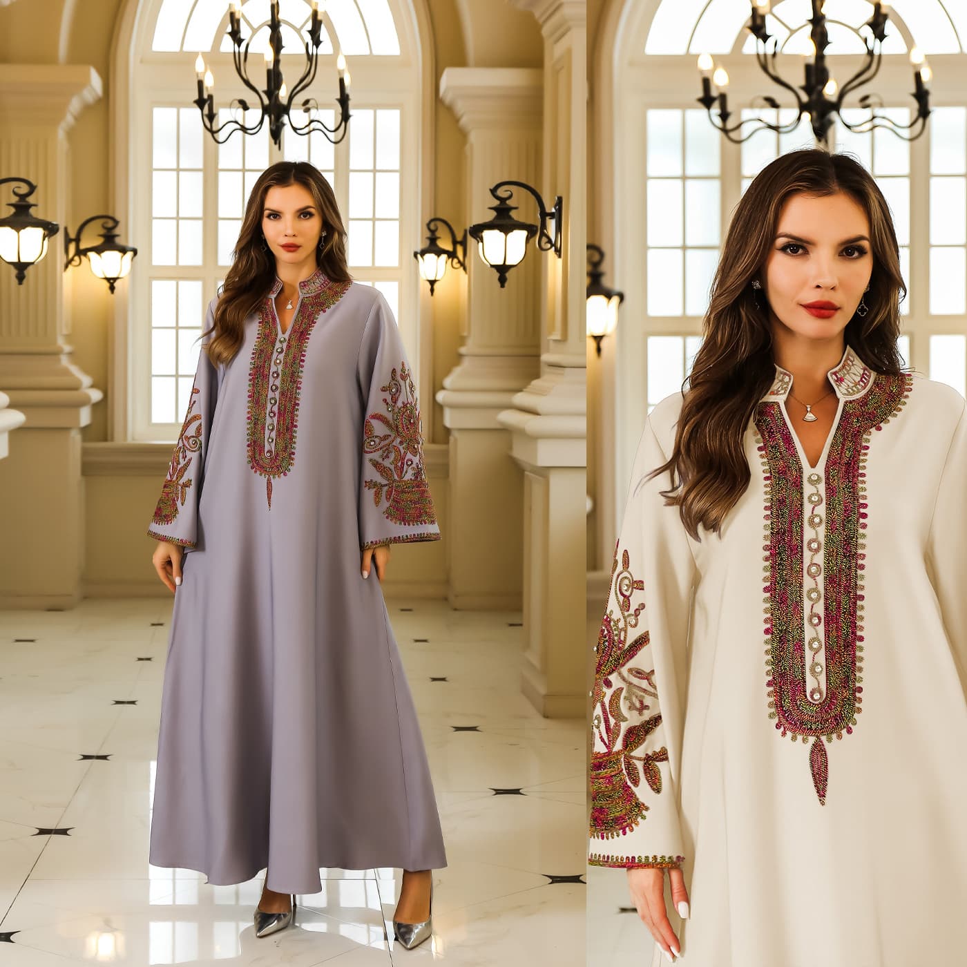 Spot Cross-border Wholesale Four-sided Elastic Rope Embroidered Large Pendant Dress Breathable Long Skirt Embroidery Loose Long Skirt