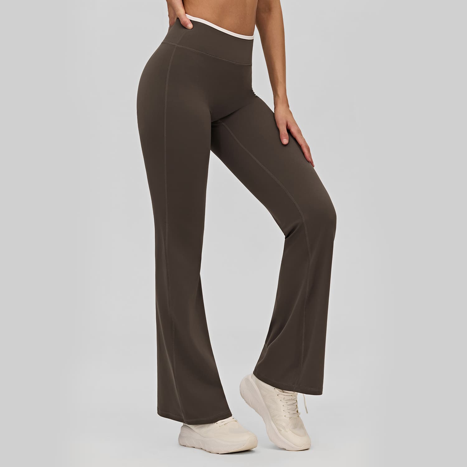 Cross-border Contrasting Nude Yoga Flared Pants Women Loose High Waist Casual Micro-la Wide Leg Pants Outer Wear Sports Fitness Pants