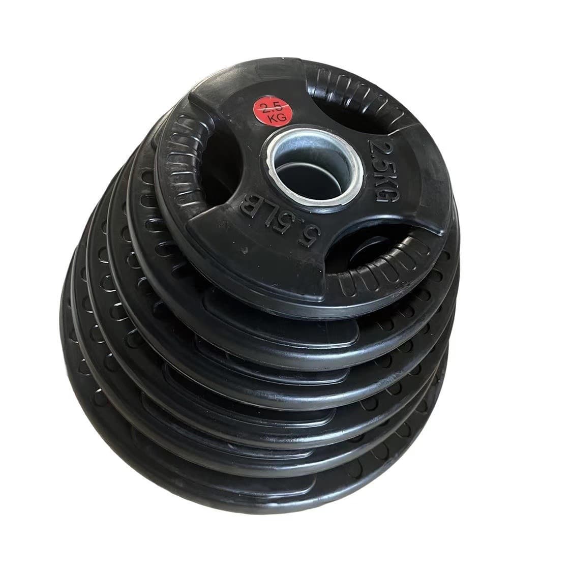 W7b Barbell Sheet Three-hole Dumbbell Sheet Single-piece Rubber-coated College Dormitory Rubber Olympic Pole Weightlifting Sheet For Home Fitness