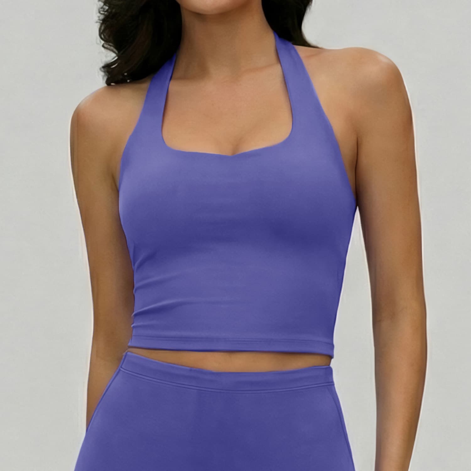 Cross-border Sexy Neck Hanging Sports Vest Detachable Chest Pad Gathered Yoga Clothes Vest Outer Wear Waist Gym Clothes Women